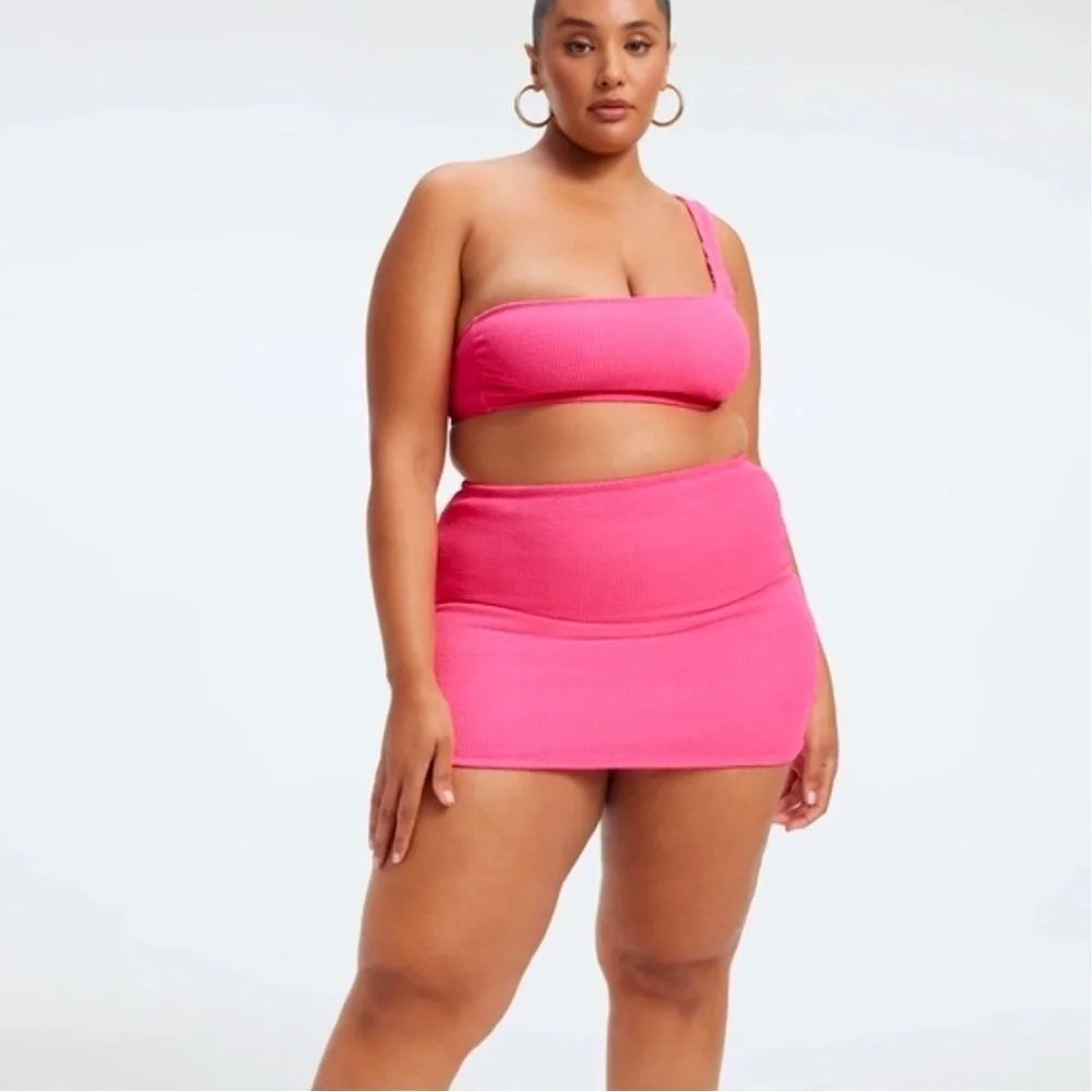 NEW‎ Good American Pink Always Fits Swim Mini Skirt ~ Size 3/4 XS